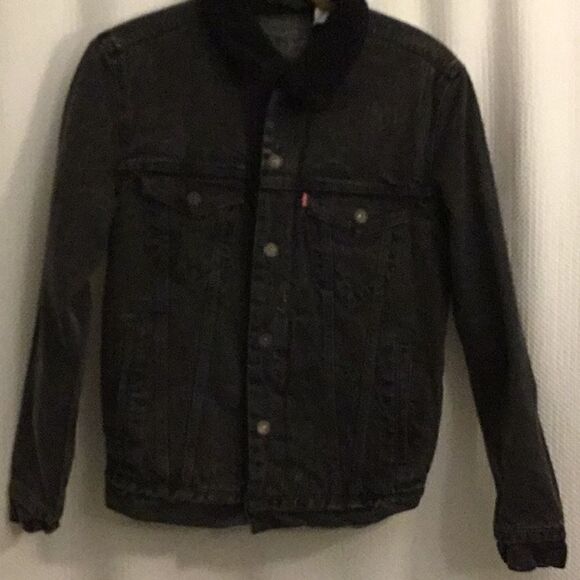 Levi Black Denium Shearling Jacket - Picture 1 of 5